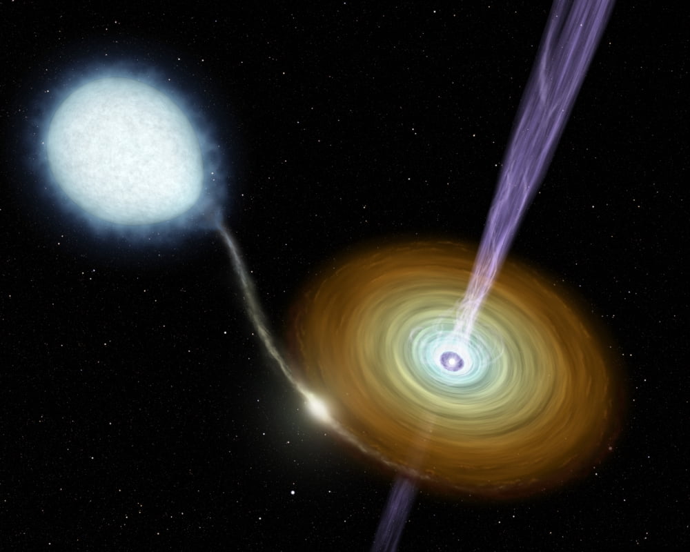 Jets of material shooting out from the neutron star in a binary system Canvas Art - Stocktrek Images (31 x 25)