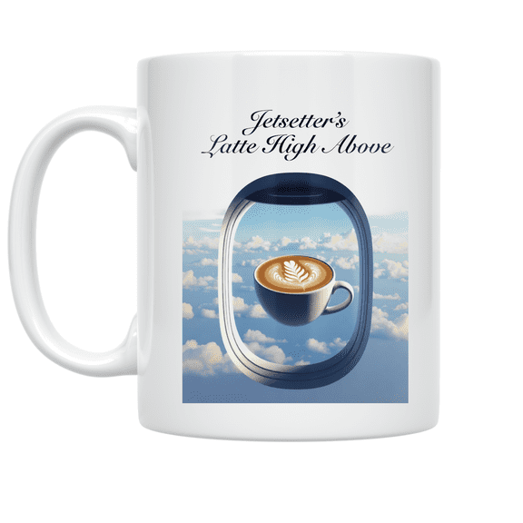 Jetsetter's Latte High Above - Travel Coffee Enthusiast - 11 oz Ceramic Coffee Mug