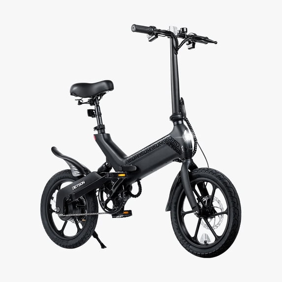 Jetson Haze Foldable Electric Bike with Twist Throttle, Pedal Assist and 16" Tires, Black
