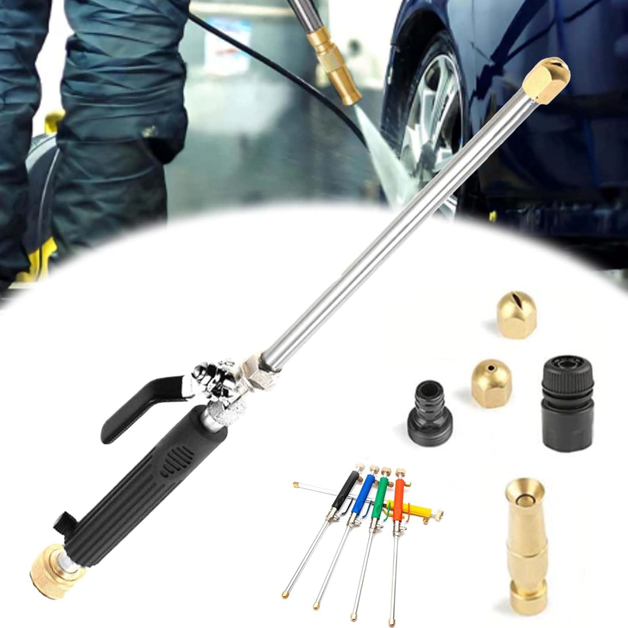 Pressure Washer, J2-in-1 High Pressure Power Washer, with 2 Jet Different Nozzle and Hose Quick Connectors, Easily Removes Stubborn Stains