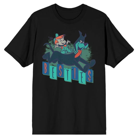 Jetsons Besties Elroy And Astro Men's Black T-shirt