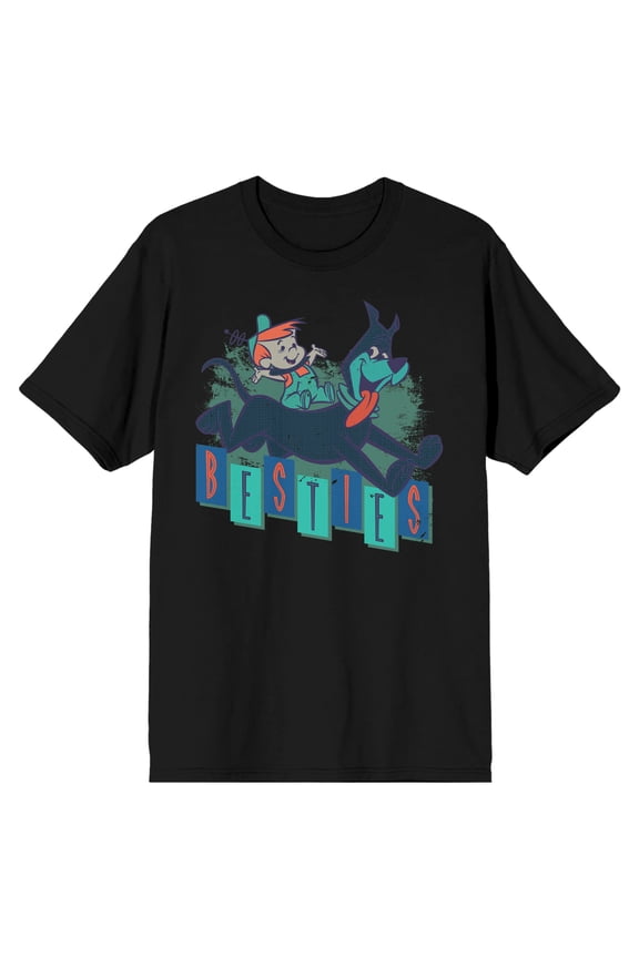 Jetsons Besties Elroy And Astro Men's Black T-shirt