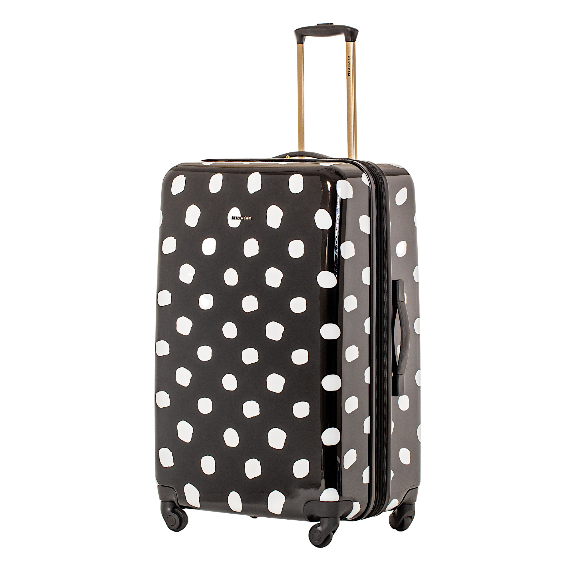 Jetstream 28-inch Hardside Rolling Spinner Checked Luggage, White Dots on Black