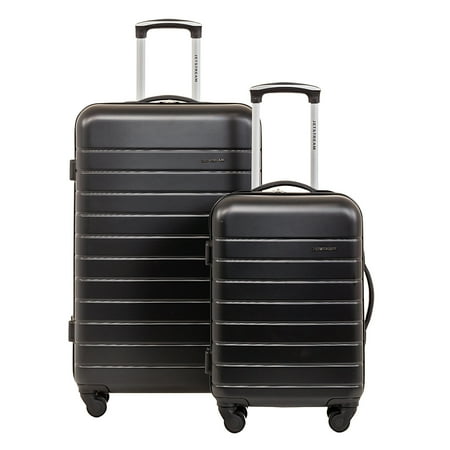 Jetstream 2pc Hardside Rolling Spinner Upright Set, Checked and Carry-on Luggage Duo, Black