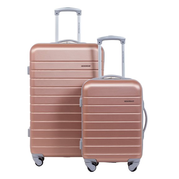 Jetstream 2pc Hardside Rolling Spinner Upright Set, Checked and Carry-on Luggage Duo, Rose Gold