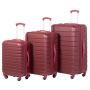 Jetstream 3 piece Set Hardside Spinner Luggage, 20" Carry On, 24" and 28" Checked Luggage Trio, Merlot