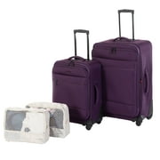 Jetstream 4 Piece Luggage Set with Wheels 25" Suitcase, Carry On Luggage Bag & 2 Pcs Packing Cubes