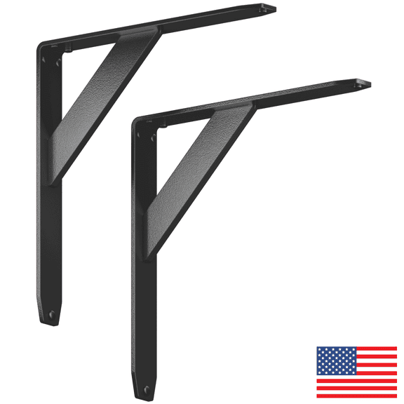 Jetstream Solid Heavy Duty Low Profile Welded Countertop Support Shelf Brackets Floating Shelf Discrete Slim 500 LB Capacity (2 Pack) / (4 Pack) (12" x 12" x 1.5", 2)