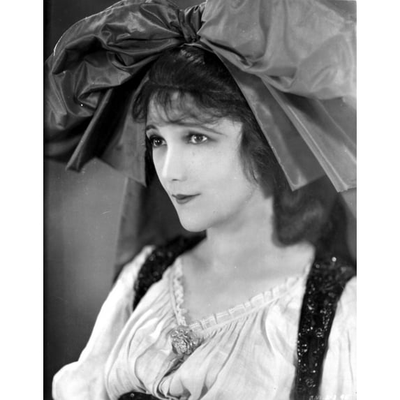 Jetta Goudal Portrait in White Pleated Blouse and Large Ribbon Headdress Photo Print (8 x 10)