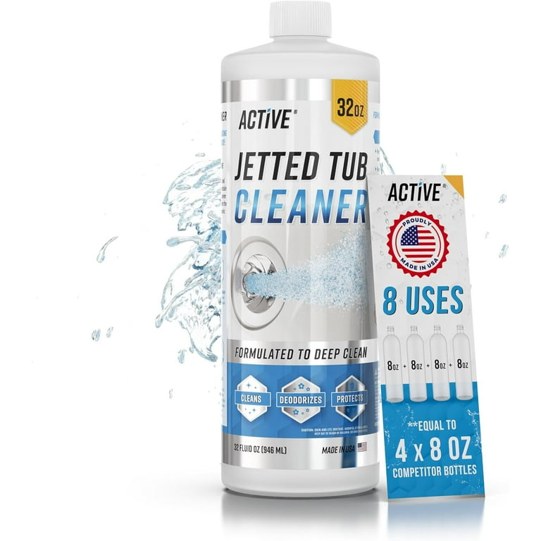 ACTIVE Jetted Tub Cleaner Bathtub Cleaning 32oz 8 Uses Bath Jet Cleaner For Whirlpool Spa Bath System Compatible with Jacuzzi Jets Whirl Tubs