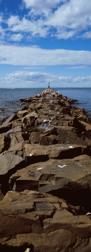 Jetty a sea Montauk Point Montauk Suffolk County New York State USA Canvas Art - Panoramic Images (36 x 12)