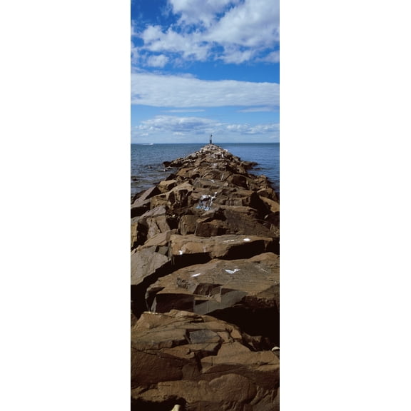Jetty a sea, Montauk Point, Montauk, Suffolk County, New York State, USA Poster Print (27 x 9)