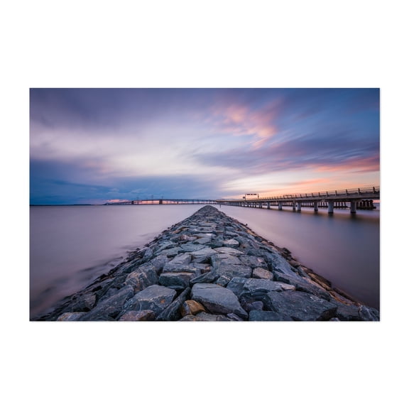 Jetty and The Chesapeake Bay Bridge - Annapolis Maryland Photography Unframed Wall Art Print 5 x 7 inches