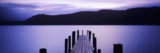 Jetty at Brandelhow Bay Derwent Water Lake District National Park Cumbria England Canvas Art - Panoramic Images (36 x 12)