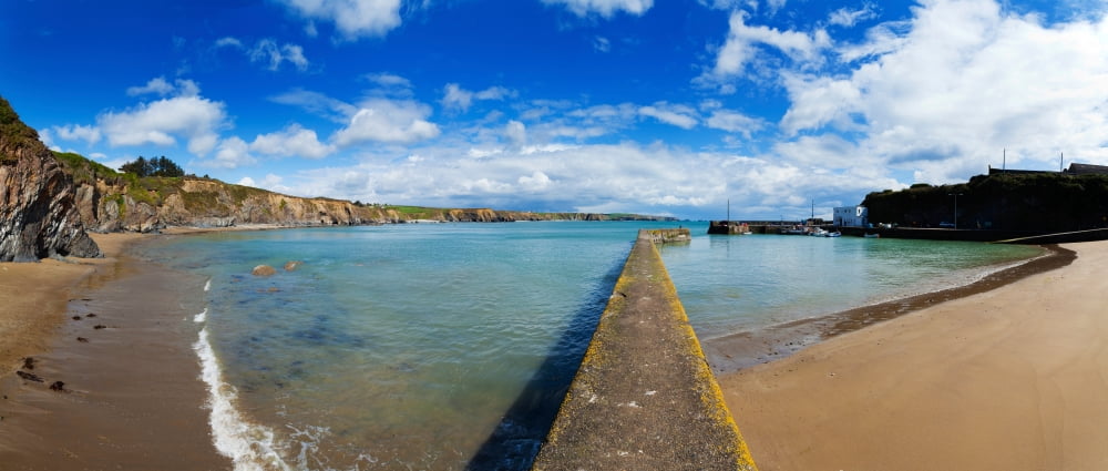 Jetty in the seashore Boatstrand Harbour Copper Coast Geopark County Waterford Republic Of Ireland Canvas Art - Panoramic Images (29 x 12)