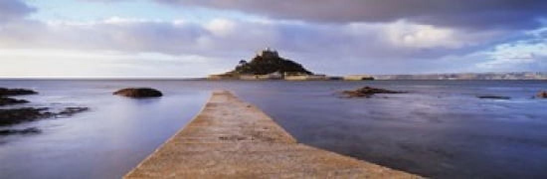 Jetty over the sea St Michaels Mount Marazion Cornwall England Canvas Art - Panoramic Images (18 x 6)