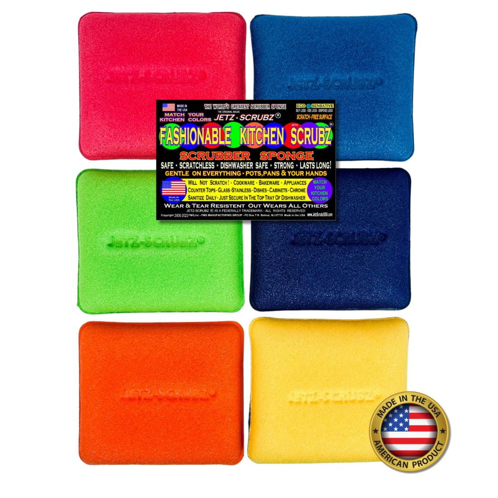 Rectangle Srub Jetz-Scrubz Fashion Rainbow Rectangle Kitchen Scrubber Sponges, Set of ...