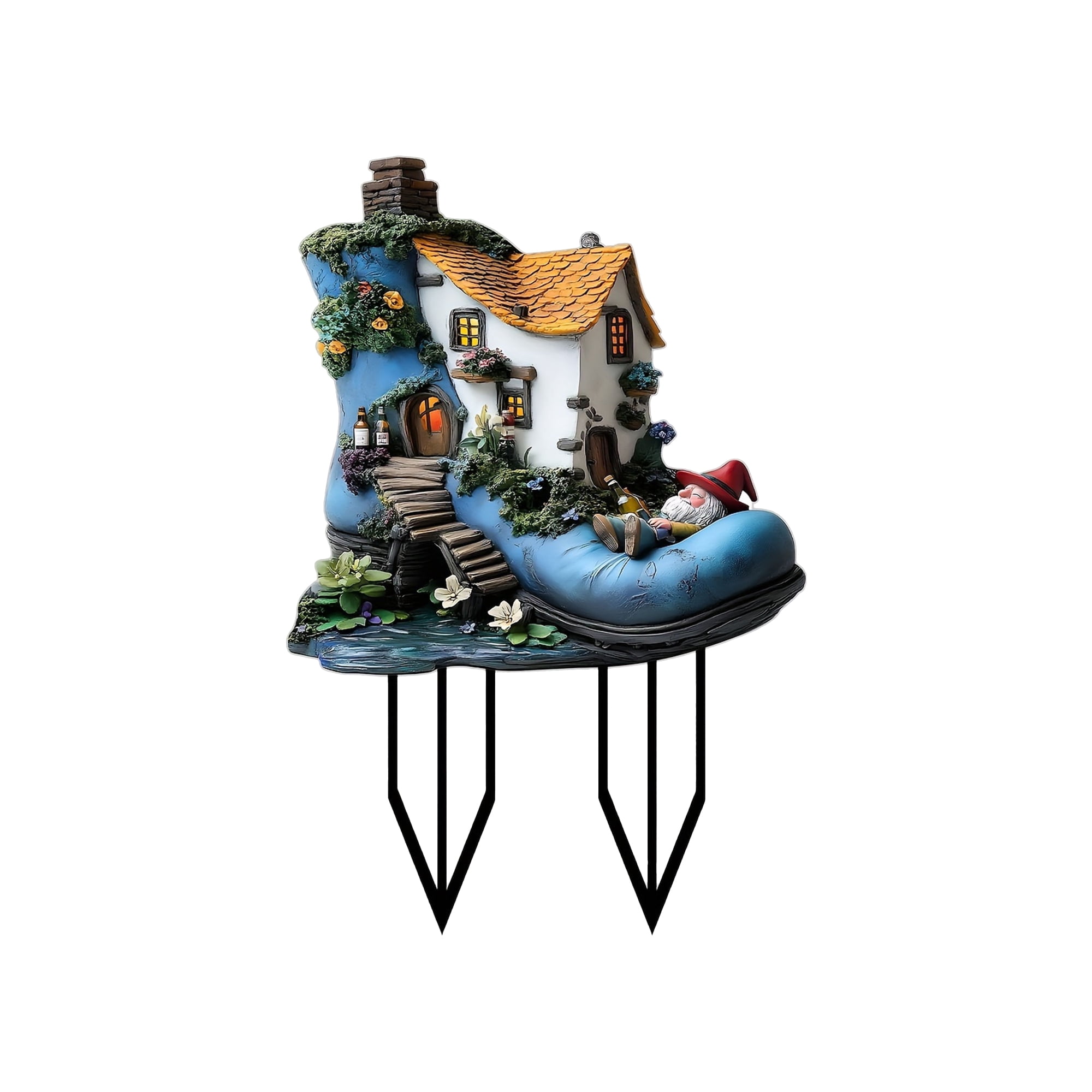 JeuaPho Garden Stakes, House Gnome Yard Sign Acrylic Ground Insert ...