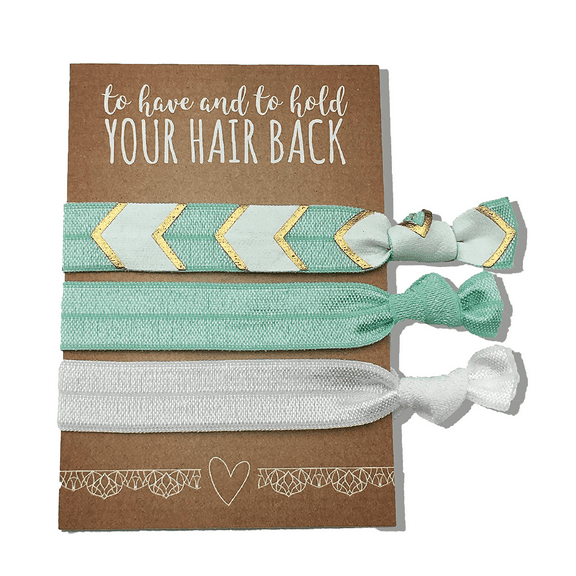 Jeune Marie Ribbon Hair Ties Kit, No Crease Elastic Ribbon, Mint, 6 Pack