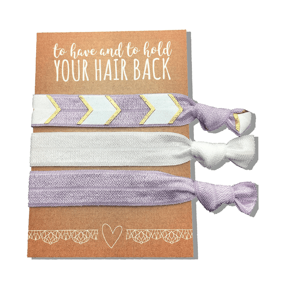 Jeune Marie Ribbon Hair Ties Kit, No Crease Elastic Ribbon, Purple, 12 Pack