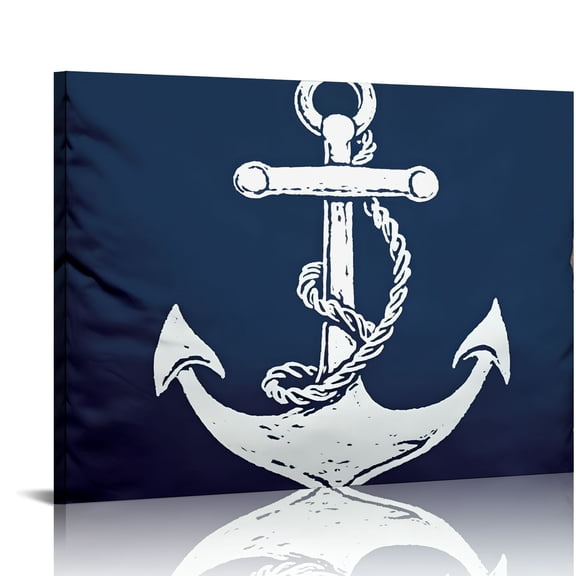 Jeuxus Anchor Blue Background Silk Screen Decorative Wall Art Canvas 20x16 in / 16x12 in for Living Room Bedroom Home Office Wall Decor 16x12in