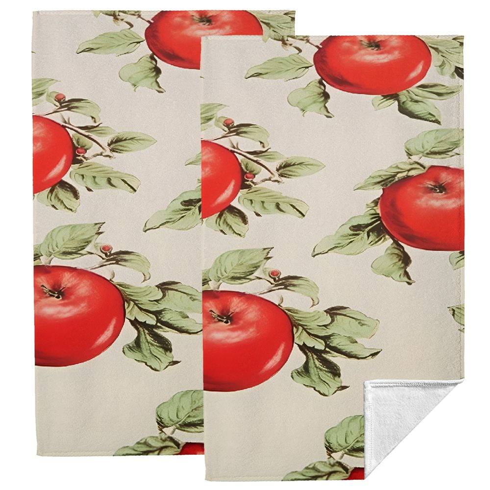 Jeuxus Apple Leaves Towels Set of 2, Modern Decorative Tea Towels for