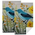 Jeuxus Blue Bird Yellow Flowers Tea Towels Set of 2 Ultrafine Fiber