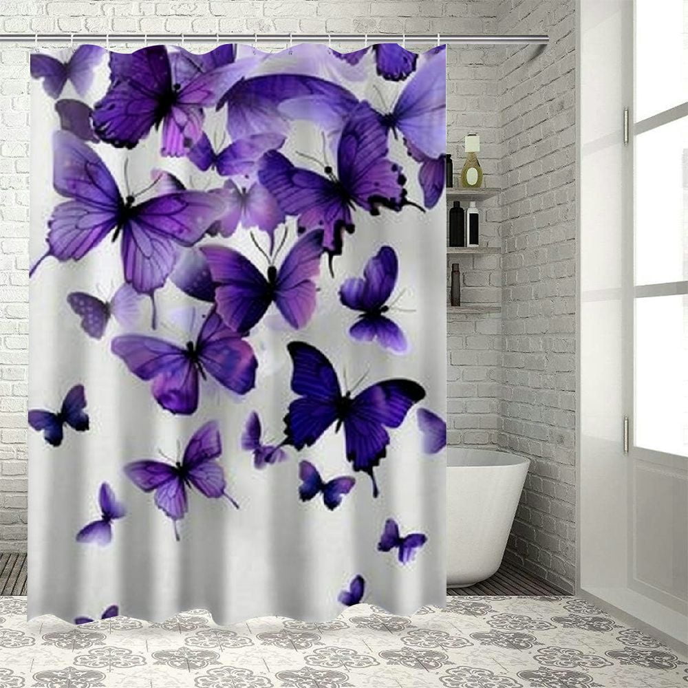 Jeuxus Chic Modern Bathroom Decor Shower Curtain Butterfly Spring ...