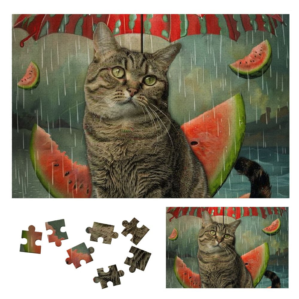 Jeuxus Cute Cat Wooden Jigsaw Puzzle for Family Friends Premium Eco