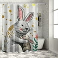 thumbnail image 1 of Jeuxus Durable and Washable Cute Cartoon Kangaroo Rectangular Shower Curtain Multiple Sizes White, 1 of 7