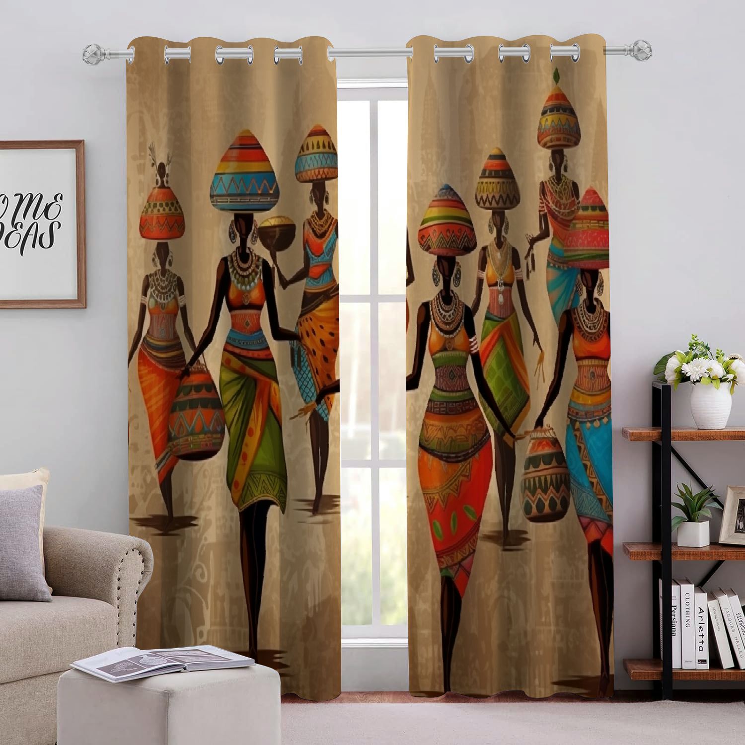 Jeuxus Egyptian Art Perforated Blackout Curtains 2Pack for Light