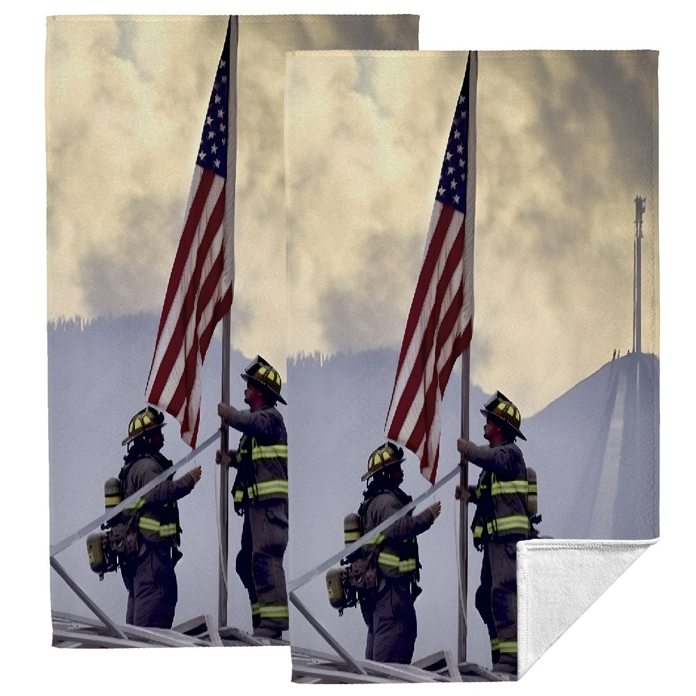 Absorbency Firefighter Jeuxus Firefighters Flag Pole Mountain Range Soft Bath Towel Absorbent ...