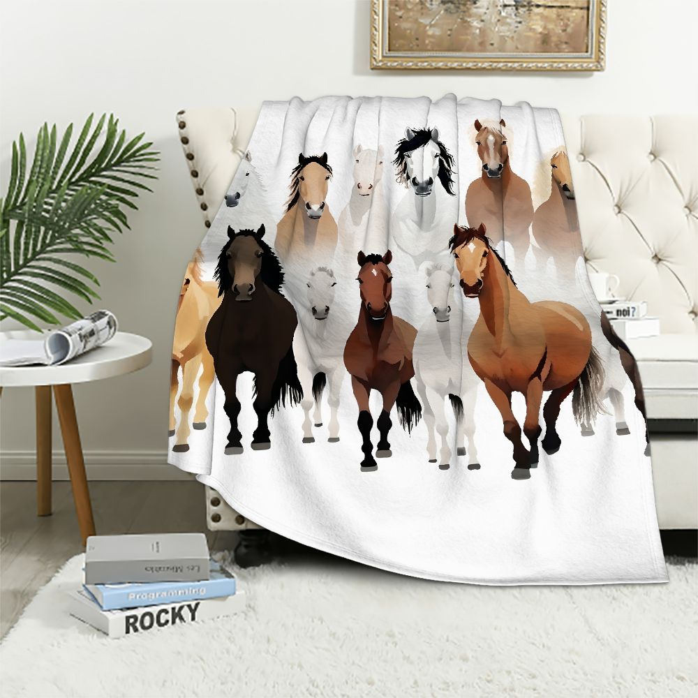 Jeuxus Horses Flannel Material Blanket for All Seasons AntiPilling