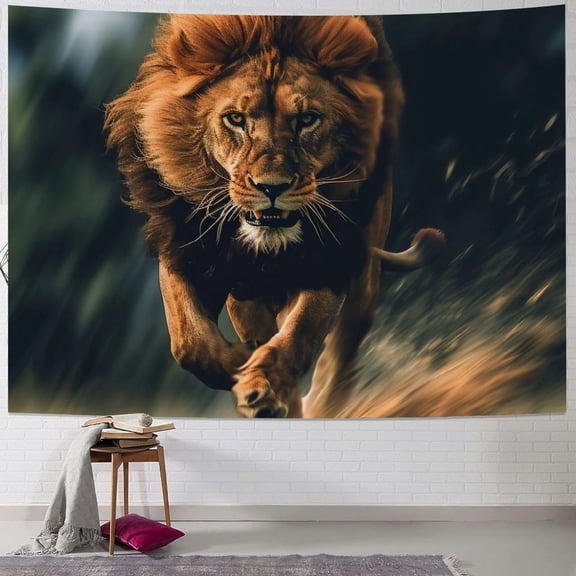 Jeuxus Majestic Lion Tapestry Wall Hanging - Aesthetic and Imposing Decor for Use 40x60inch