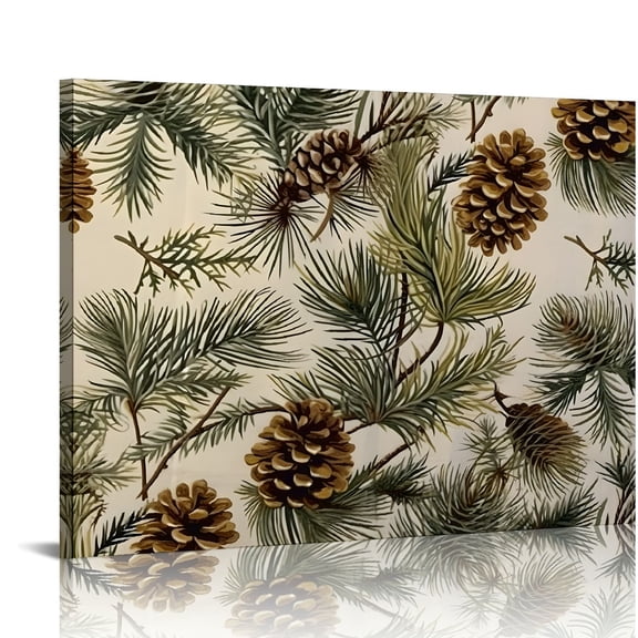 Jeuxus Pine Cone Pine Tree Branch Canvas Prints Wall Art Decor 20x16 in / 16x12 in for Living Room Bedroom Home Office Wall Decor 20x16in