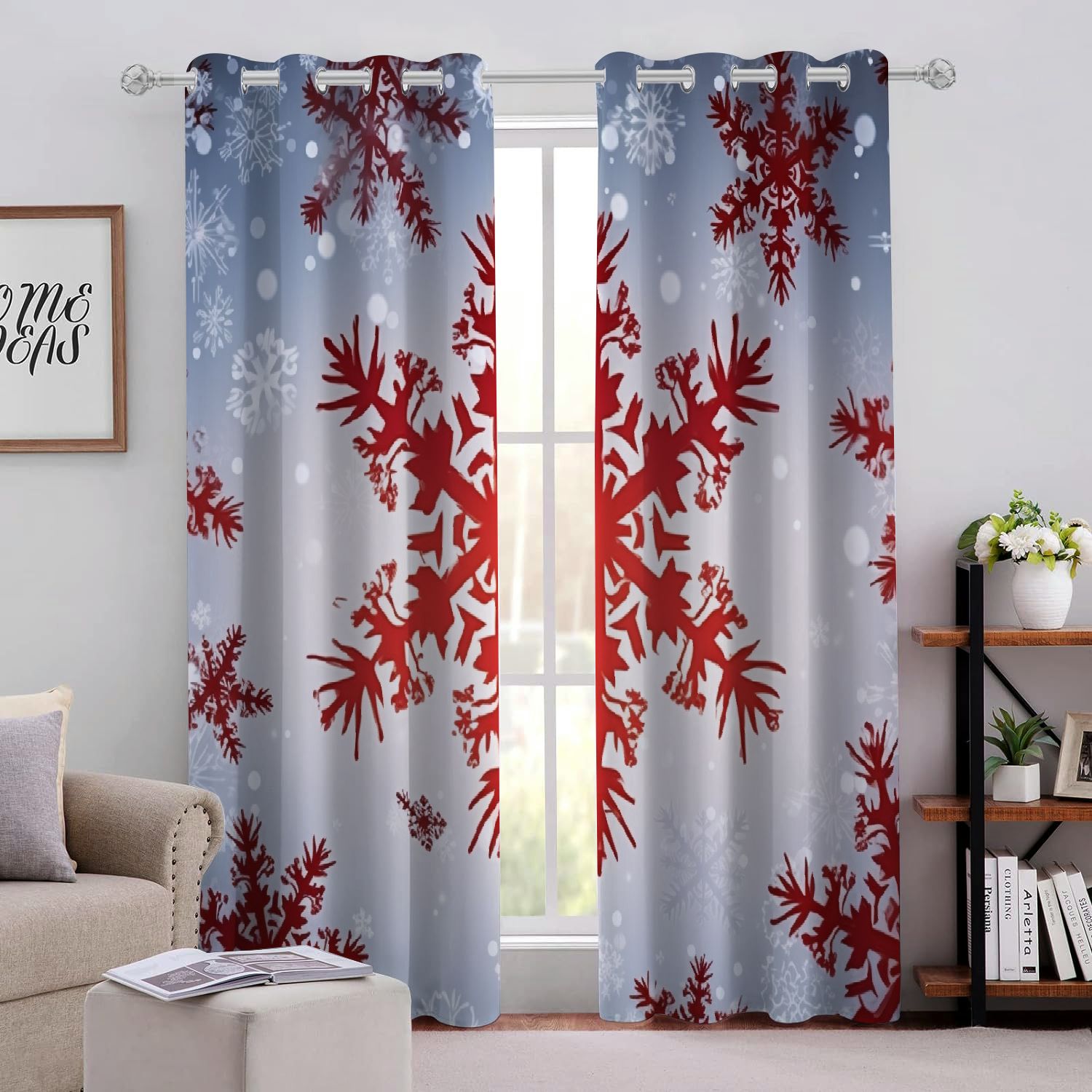 Jeuxus Snowflakes Stars Computer Graphics Perforated Blackout Curtains