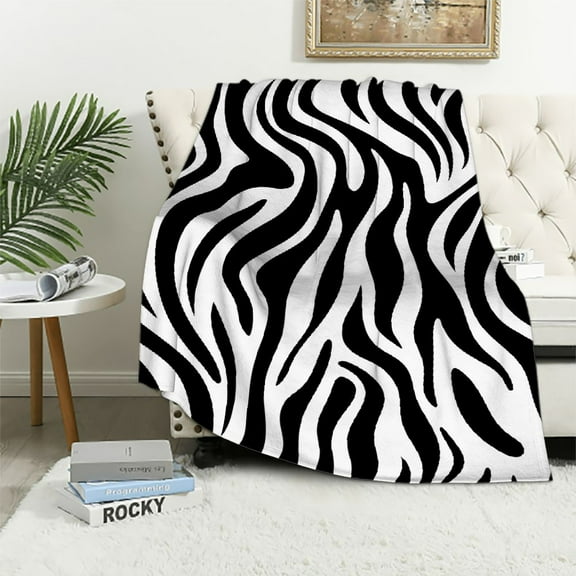 Jeuxus Zebra Print Flannel Blanket Gifts for All Seasons Anti-Pilling Lightweight Durable Soft Blanket 50x60in