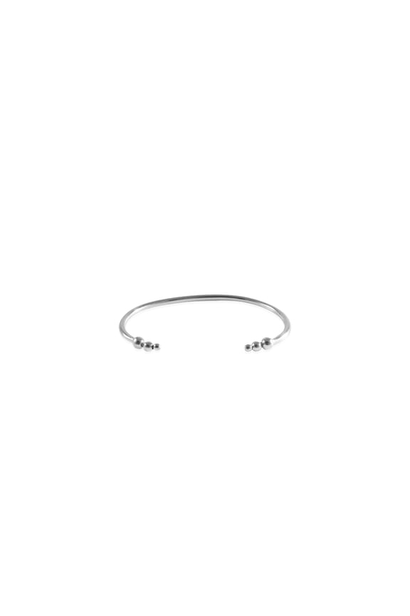 | Mina Adjustable Ball Stud Open Bangle | Sterling Silver