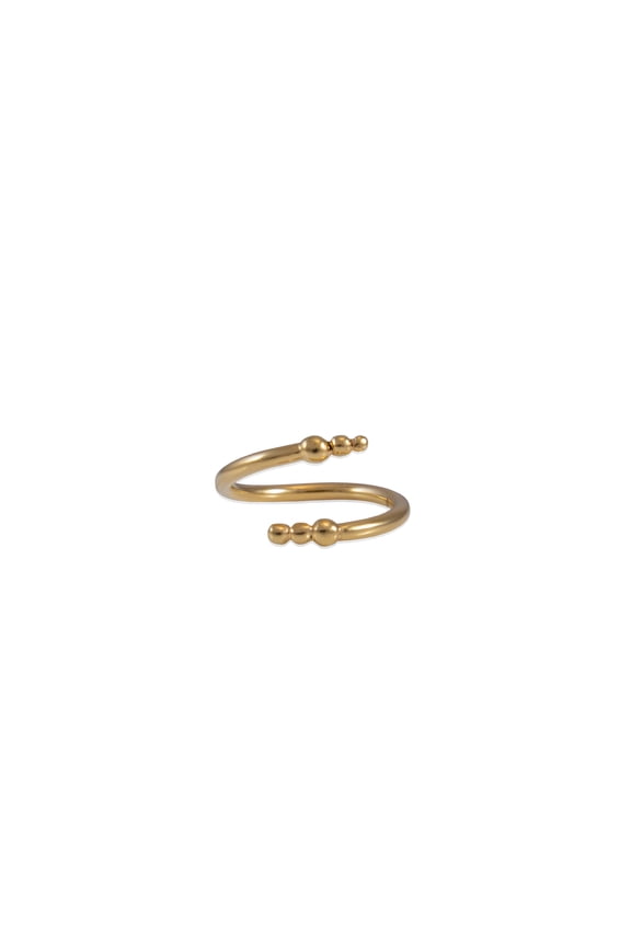 | Mina Ball Stud Adjustable Wrap Ring| 18K Gold Plated Brass