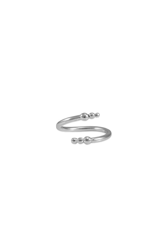 | Mina Ball Stud Adjustable Wrap Ring| Sterling Silver