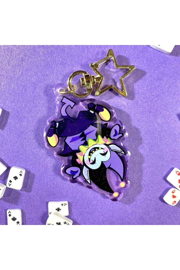 Jevil Indie RPG Game Glitter Keychain - Acrylic Epoxy Charm