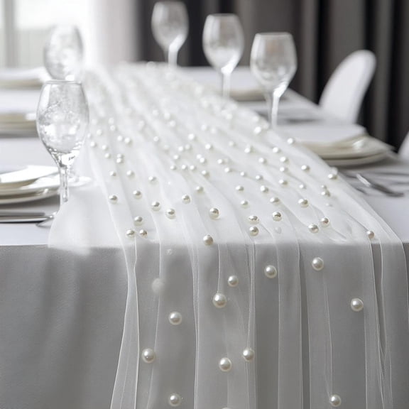 Jewe-l Tulle Fabric Roll, 75cm x 300cm Glitter Mesh Sheer for Wedding Party Decor, Sparkling Rhinestone Chiffon for Table Runner Arch Backdrop