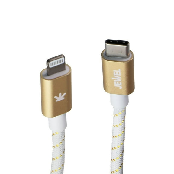Jewel (4-Ft) USB-C to 8-Pin Braided Cable - White/Gold