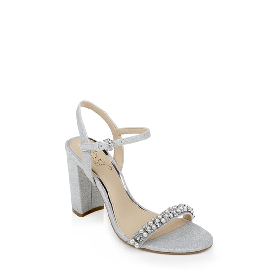 Jewel Badgley Mischka Dee Pearl and Crystal High Block Heels