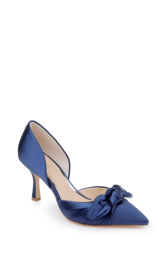 Jewel Badgley Mischka Emelia Satin Bow d’Orsay Pumps