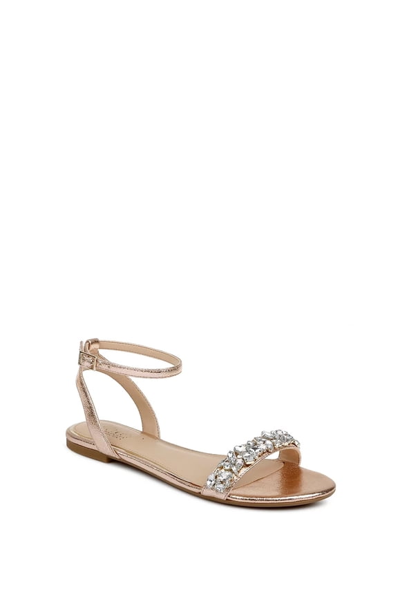 Jewel Badgley Mischka Giona Embellished Evening Sandals Gold Metallic Size