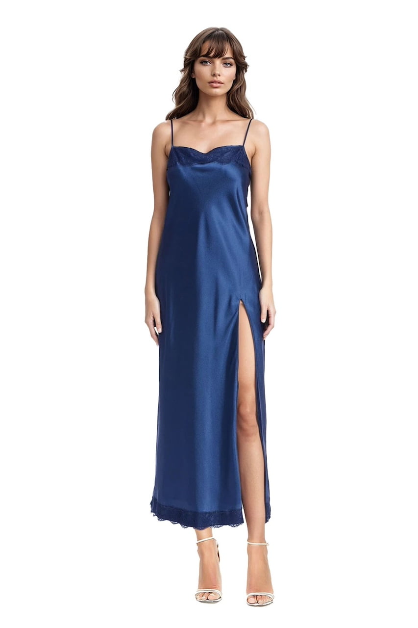Jewel Badgley Mischka Isabel Lace Trim Maxi Slip Dress - Walmart.com