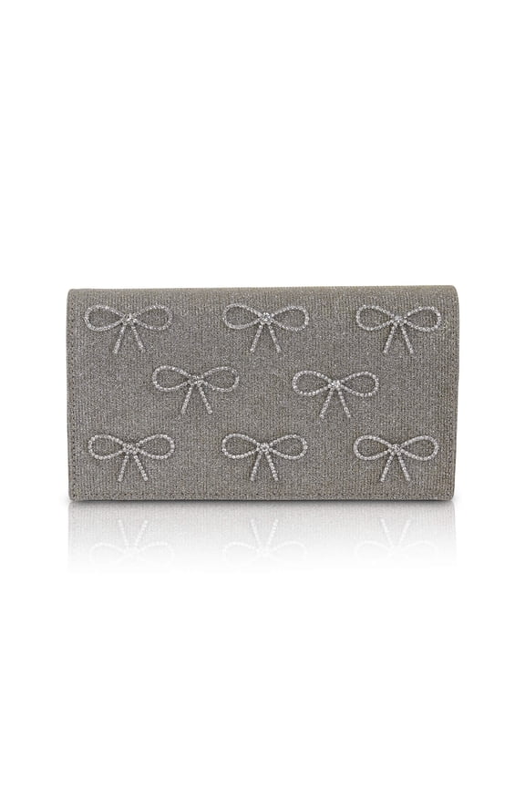 Jewel Badgley Mischka Julie Bow Embellished Flap Clutch
