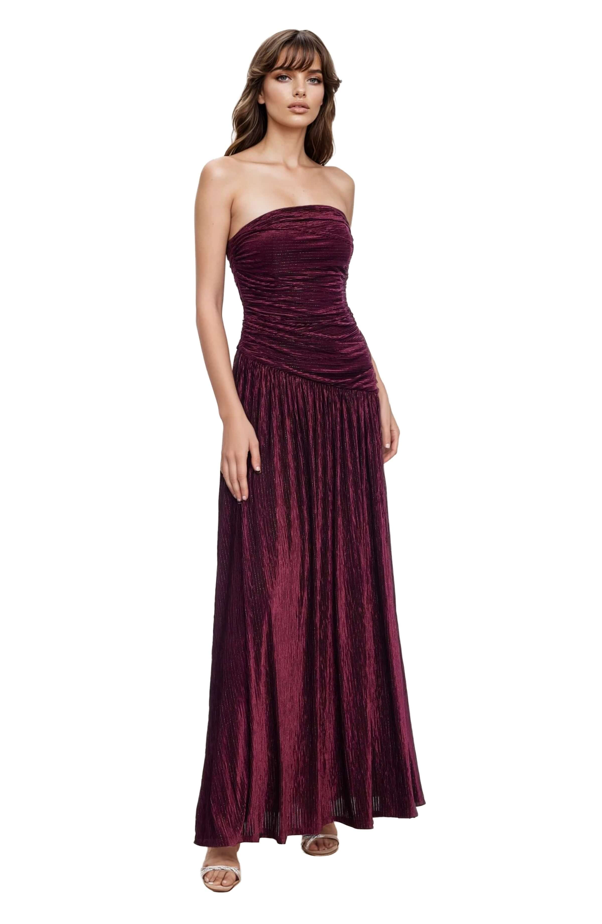 open lace back dress Jewel Badgley Mischka | Pleated Mini Dress with Puffed Sleeves