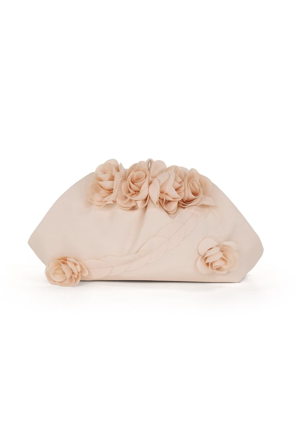 Jewel Badgley Mischka Lottie Floral Applique Pouch Clutch